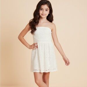 Abercrombie Kids Strapless White Lace Dress